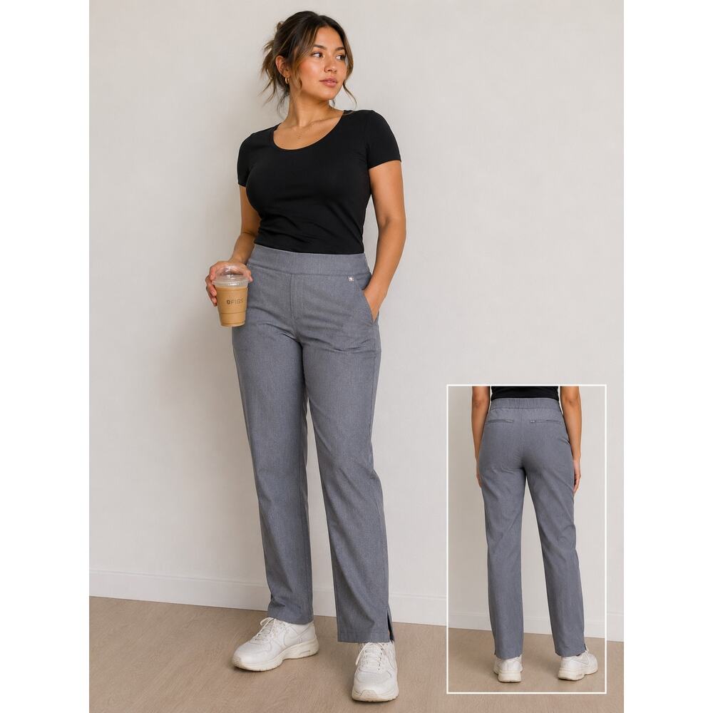 FIGS Technical Collection Women’s Medium Gray Straight Leg Scrub Pants Zip